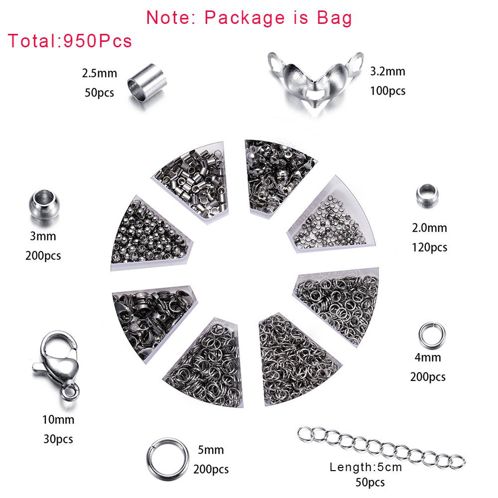 352-950Pcs Stainless Steel Jewelry Making Kits Lobster Clasp Jump Rings End Crimps Beads Clasp for DIY Jewelry Accessories