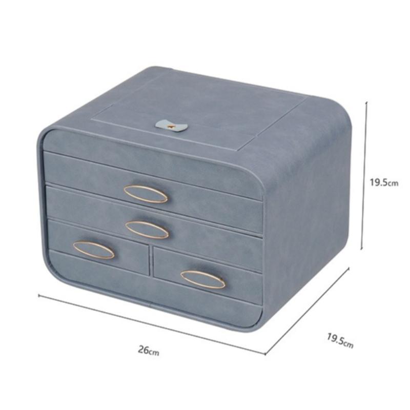 

Leather Drawer Jewelry Box Large Capacity Ring Earring Storage Box Multi-layer Bracelet Organizer Boxes Minimalist Jewelry Boxes синий