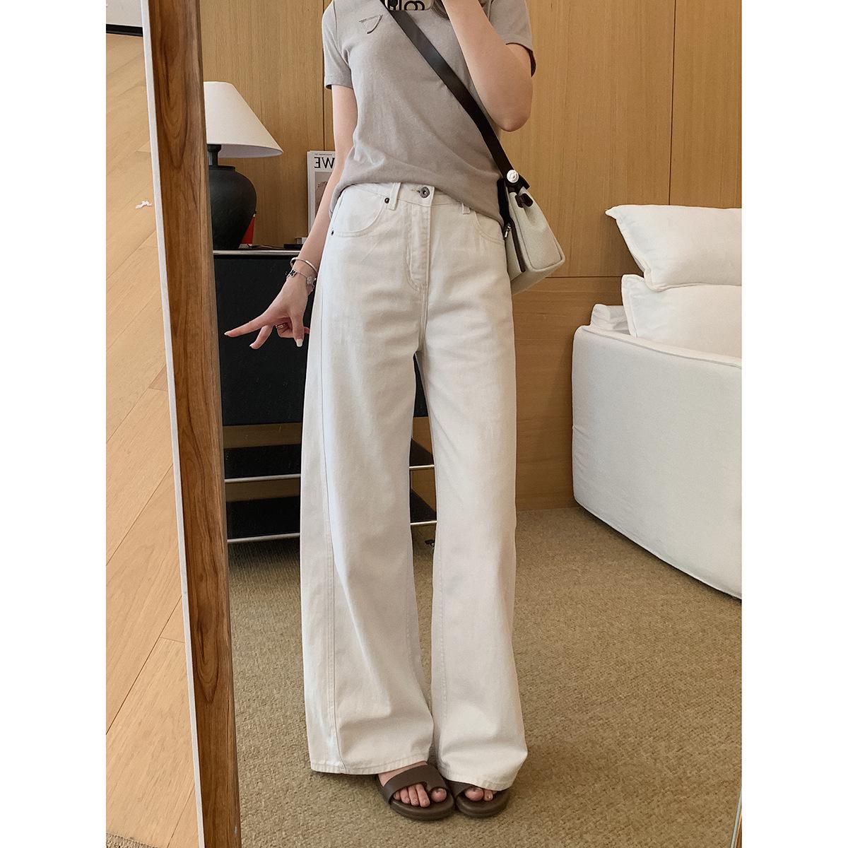 Da Ding s BC White Cow Dual Linen Cotton Wide-Leg Pants - Summer Relaxed Old Money Jeans Extra Large