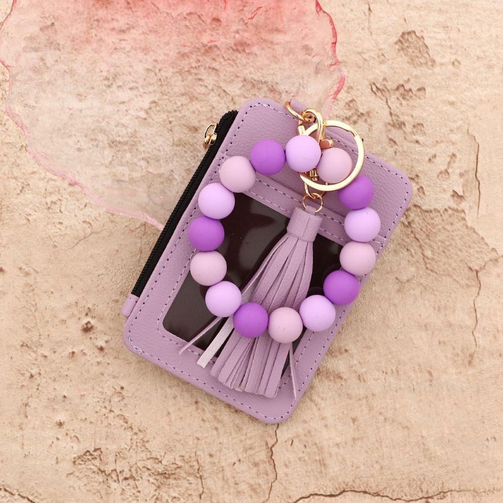 Bohemian Style Card Holder Bracelet Keychain Wristband Card Case Keyring Everyday Use