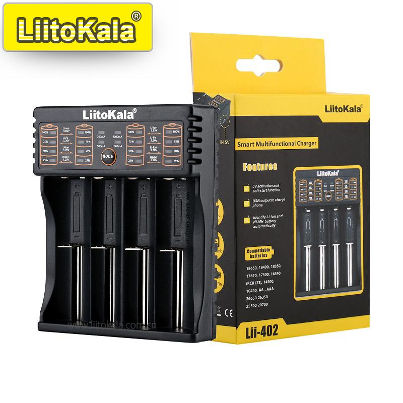 LiitoKala for 18650/26650/AA/AAA Batteries, LCD Display, Auto Detect, Overcharge Protection Lii-402 Multi-Purpose Charger