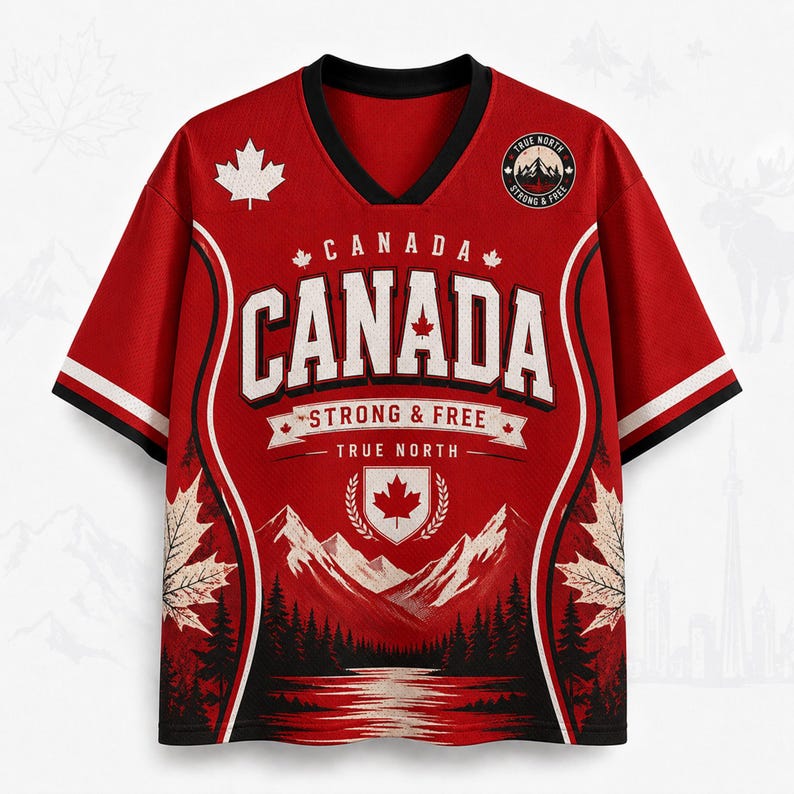 2026 Canada Divisa da Tifoso Calcio Stampata Traspirante Scollo a V Rete Maglietta da Calcio TOP per Tifosi