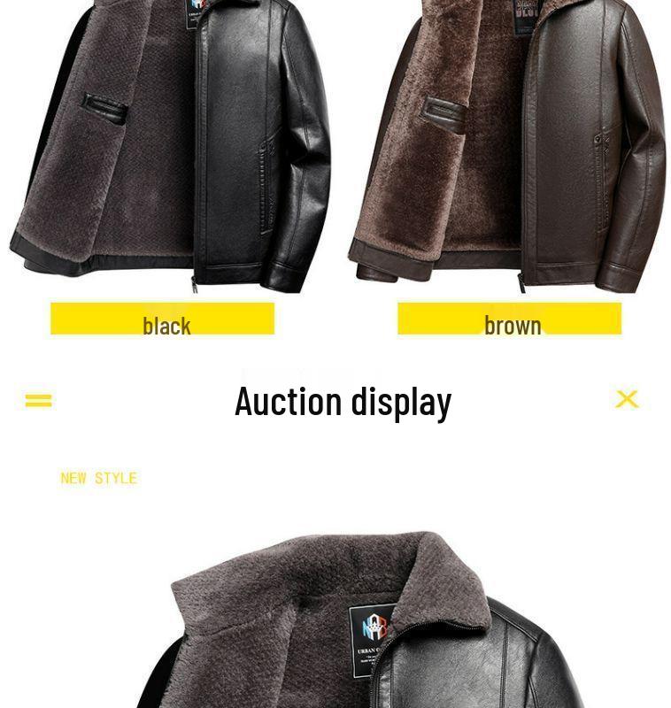 Hochwertige Herren Leder Winterjacke 2025 - Verdickter Samt für Mittelalte & Ältere
