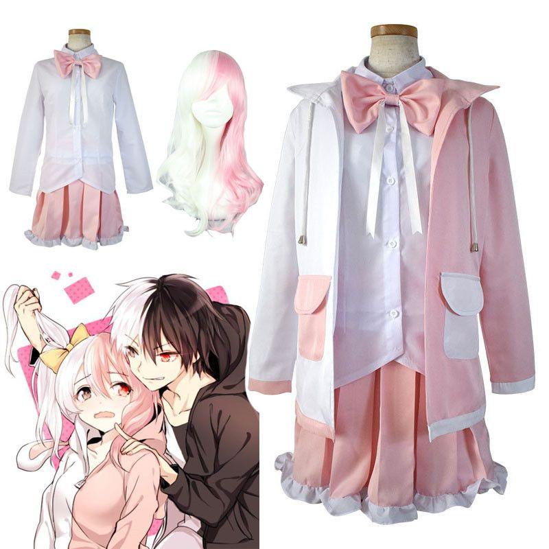 Danganronpa Danganronpa 2 Monomi Pink White Rabbit Cosplay Costume Outfits Wig