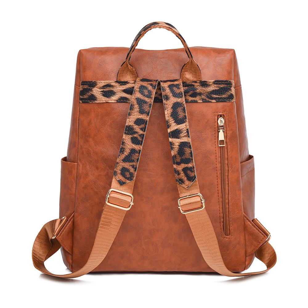 Vintage Rucksack mit Leopardenmuster Damen Schultertasche Studentenrucksack