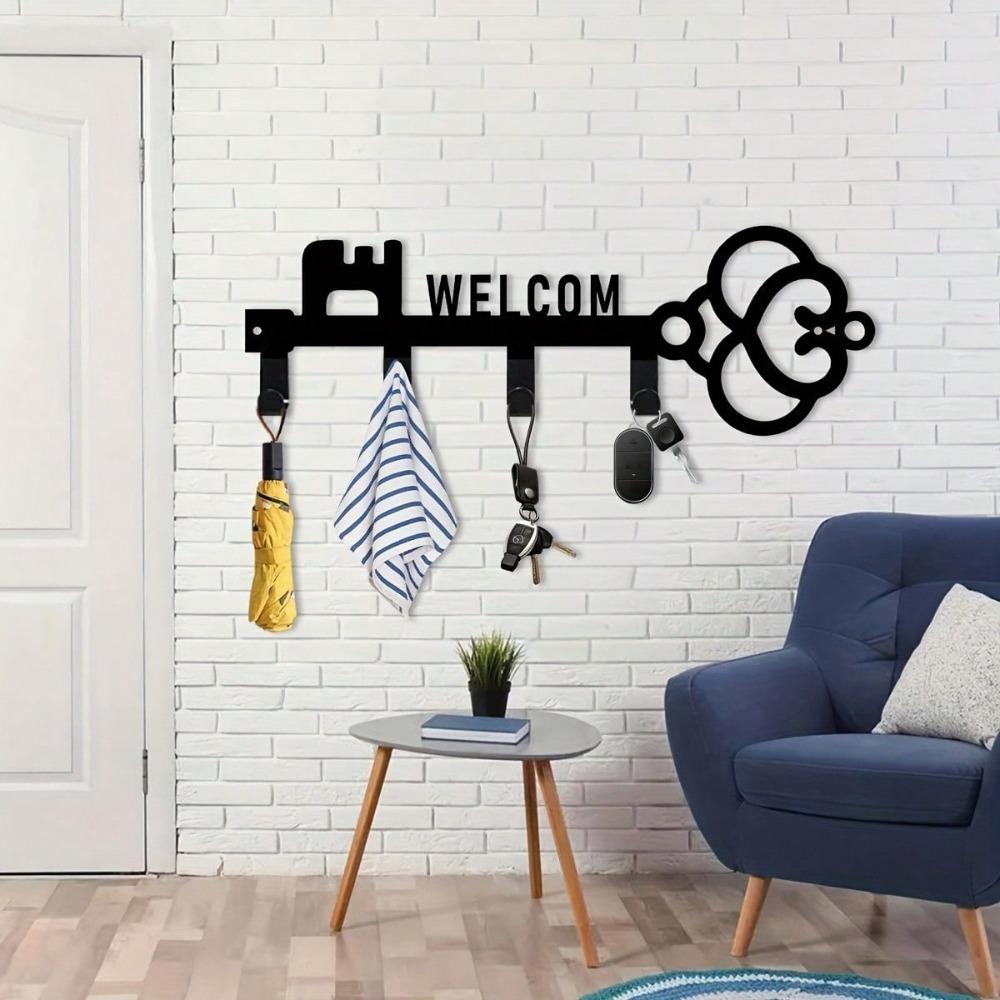 Bohemian Metal Key Holder Wall Decor with Multiple Hooks Durable Art for Home Office Porch Terrace