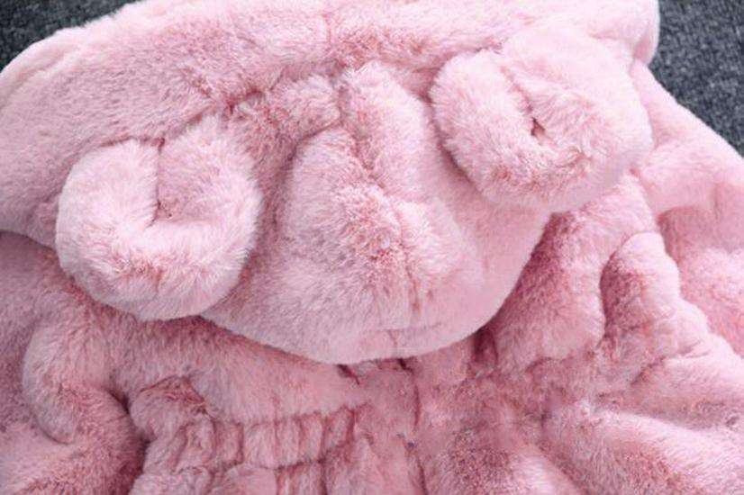 Autumn & Winter Furry Bunny Ear Sweater Coat for Toddlers and Girls - New Style Cotton Padding.