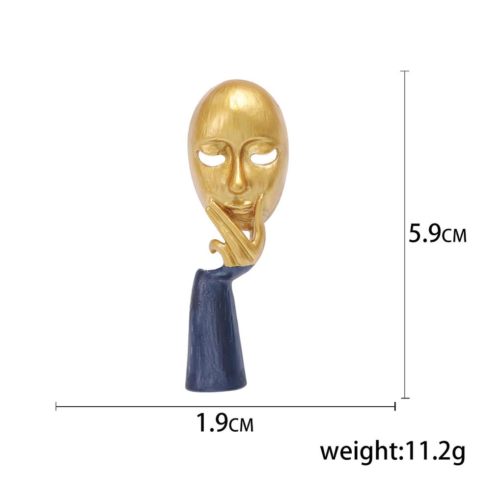Wind Face Mask Thinker Enamel Drip Brooch, Simple Fashion Coat Accessories