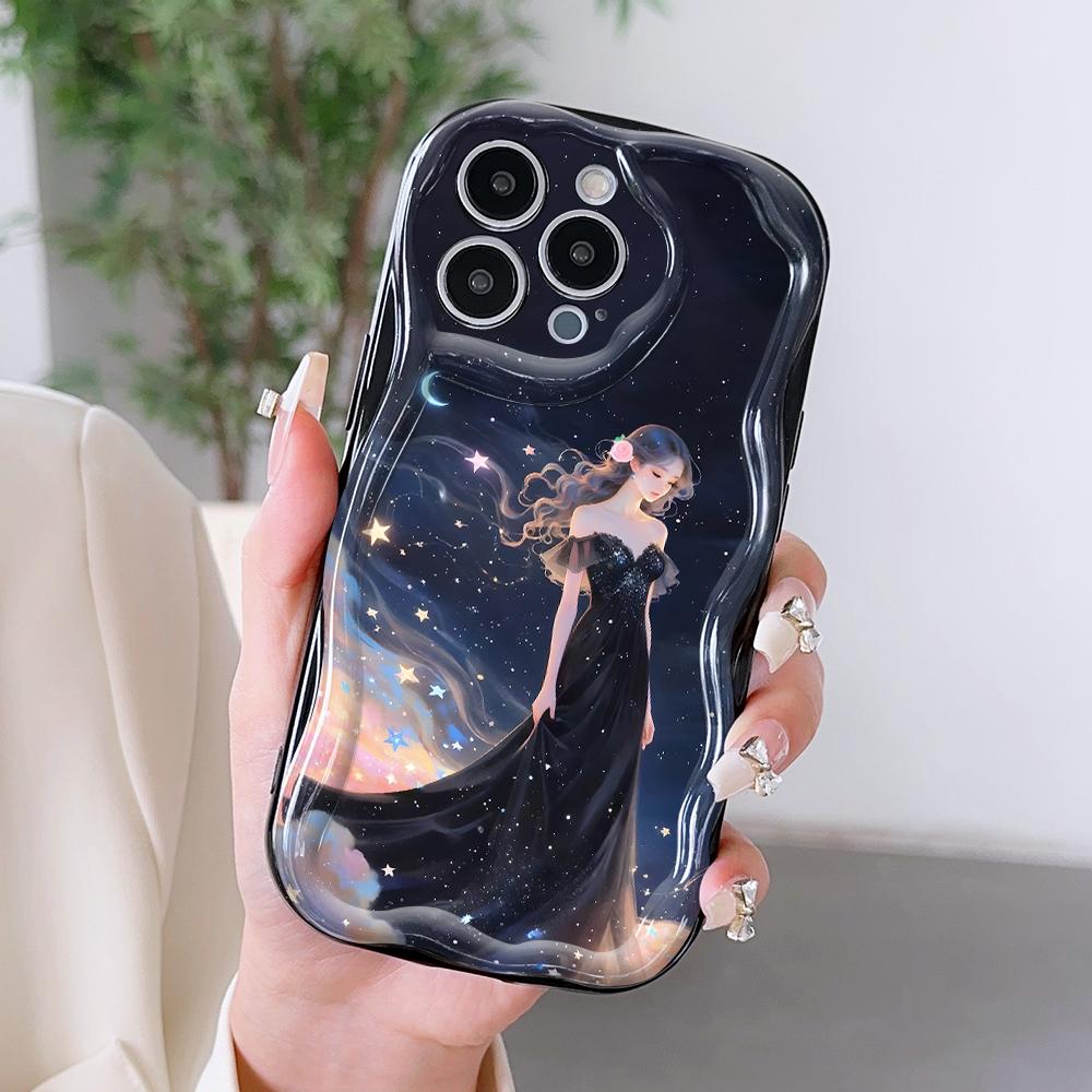 Cartoon Pattern Cream Texture Casing Wavy Edge Soft Silicone Cover Phone Case for OPPO Reno Realme OnePlus Vivo