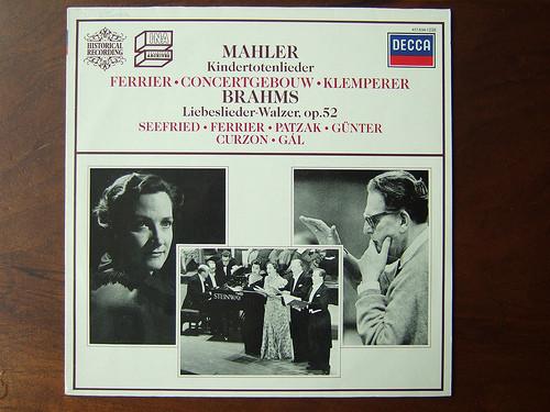 

LP Record GUSTAV MAHLER JOHANNES BRAHMS Kindertotenlieder LiebesliederWa 4176341 Decca 1987 Europe Classical Used