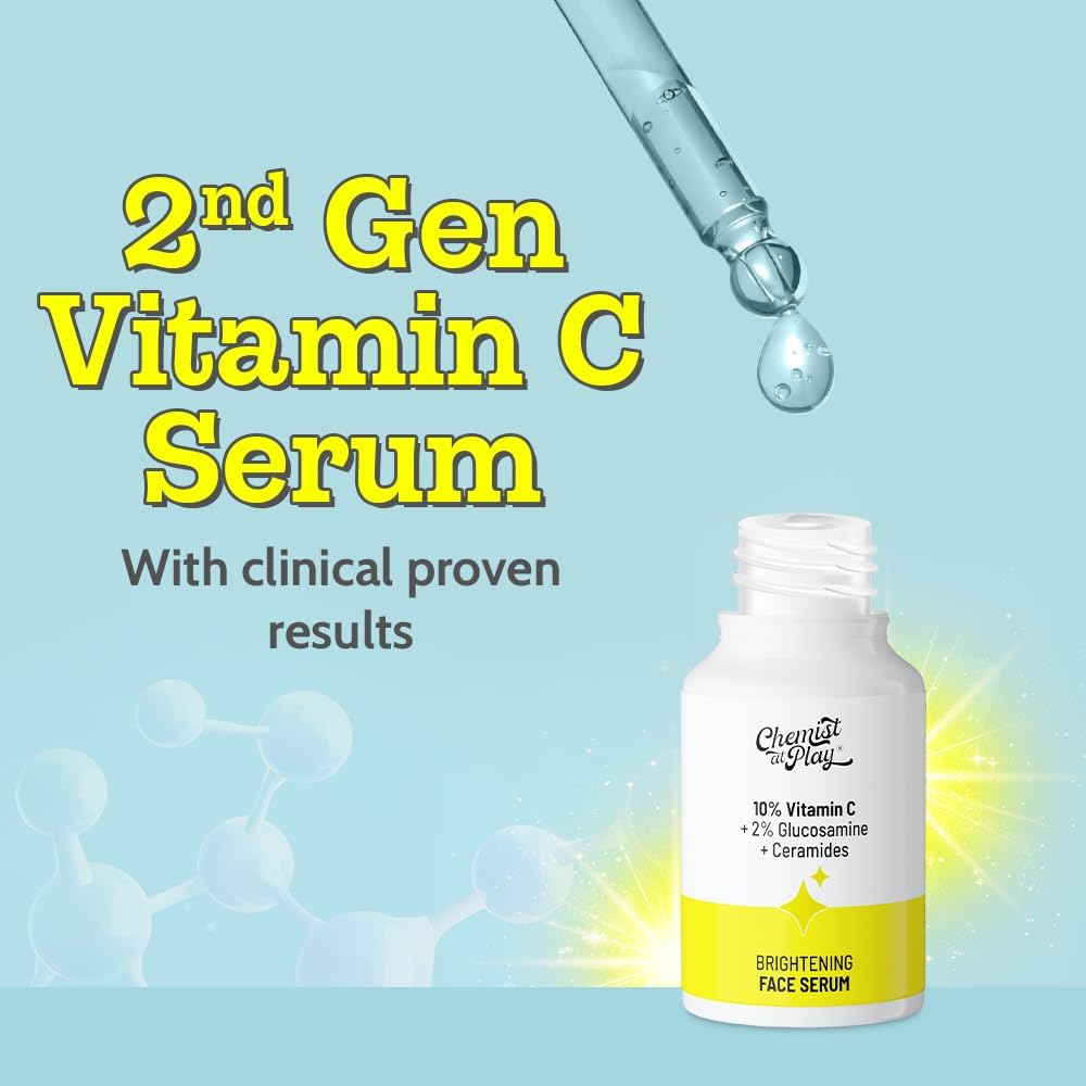 Chemist At Play Vitamin C Gesichtsserum 10 Prozent Aufhellender Glow Für Ebenmäßigen Teint Dunkle Flecken Pflege Alle Hauttypen 10 ml