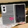 Fashion Striped Duck Heart Case For Samsung Z Fold 8 Ultra 7 6 5 4 Clear PC Slim Hard Folding Phone Cover For Galaxy Z Fold8 Fold7 Fold6 Fold5