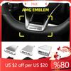 DKS1  For AMG Logo Steering Wheel Sticker Car Emblem Cover Interior Sticker Decal For AMG Mercedes Benz GLC GLA W204 W205 W212 W213