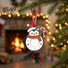 Festive Tree Pendants Wooden Christmas Ornaments, 2D Stocking House Shaped Photo Frame Hanging Indoor Holiday Decor, Xmas Ornament for Family