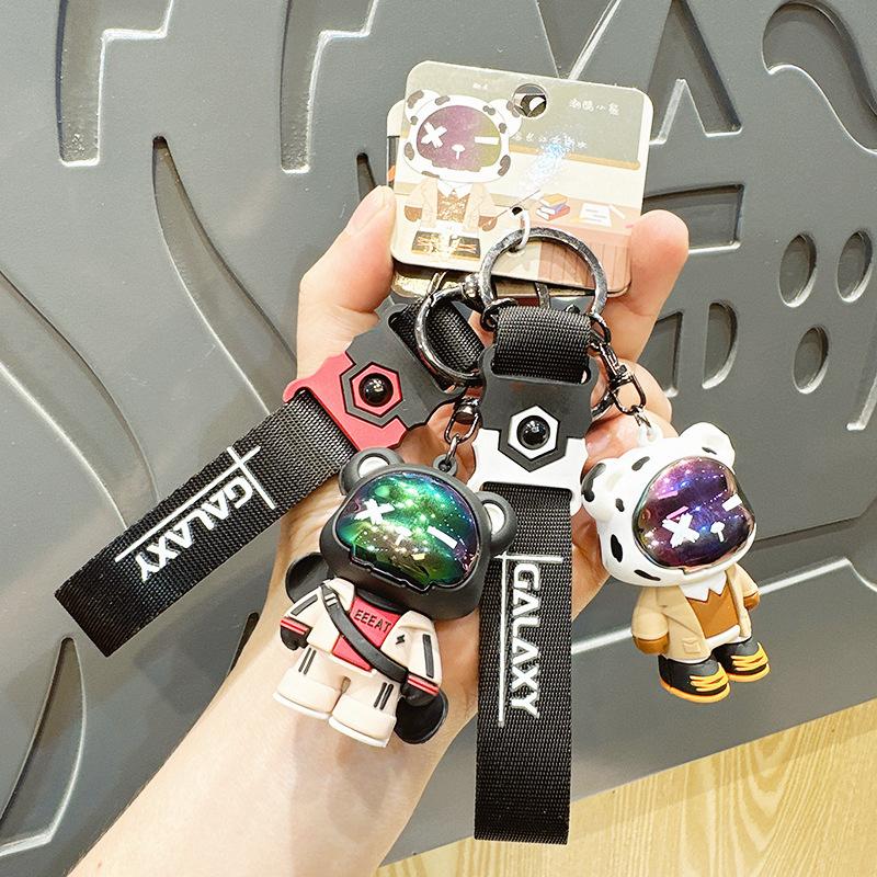 Cartoon Bear Keychain Punk Animal Keyring Car Bag Pendant Key Chains Couple Halloween Gift
