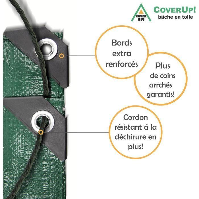 CoverUp Bâche 1,5 X 6 M - Verte,120gm² - Bache De Protection Exterieur - Bache Exterieur Impermeable Pour Chauffage De Bois,Jar