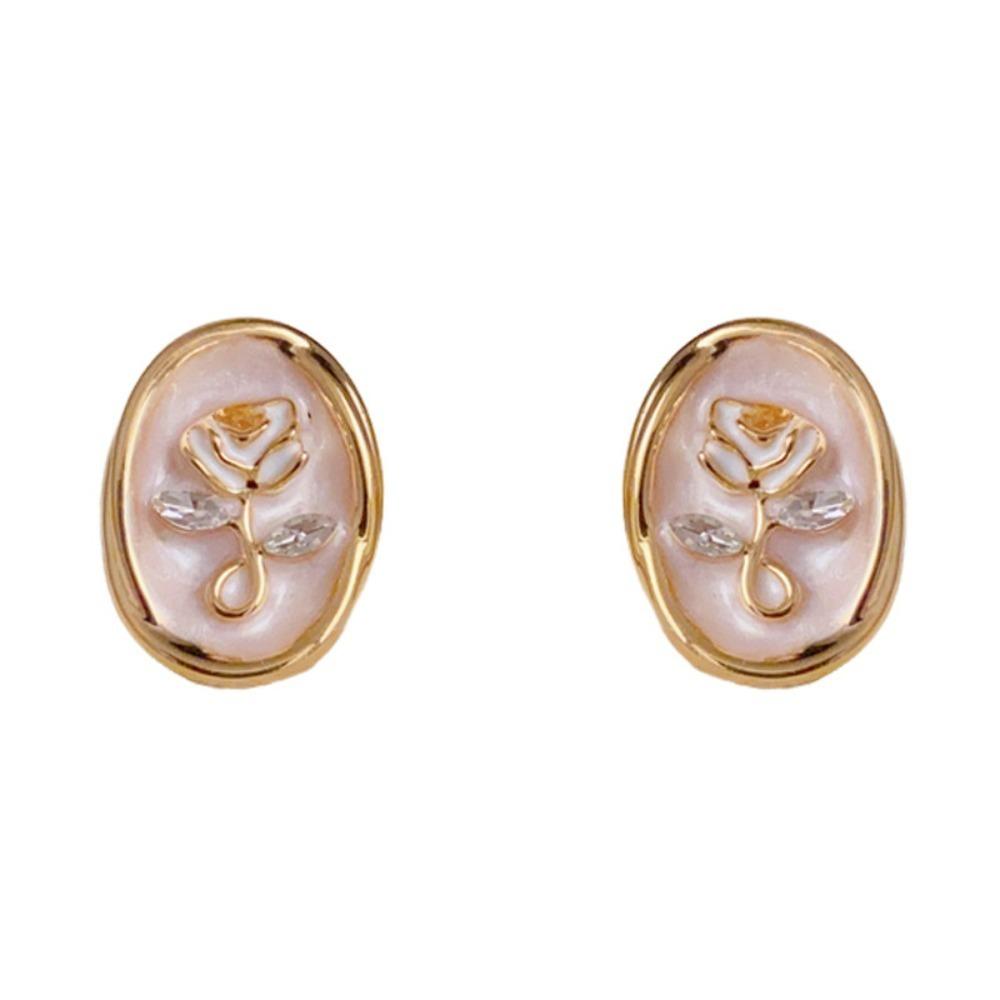 Oil Drop Vintage Earrings Women Ear Jewelry Sweet Stud Earrings Vintage Rose Flower Earrings  Gift
