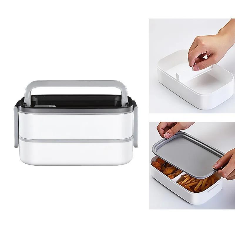 304 Stainless Steel Lunch Box with Thermal Bag Double Compartment Bento Box Microwave Oven School Office Food Storage Containers