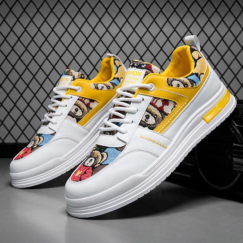 Yellow Men's Shoes for Men New Skateboard Shoes Platform Casual Sneakers Trend Design Mesh Men Shoes Tenis Masculino