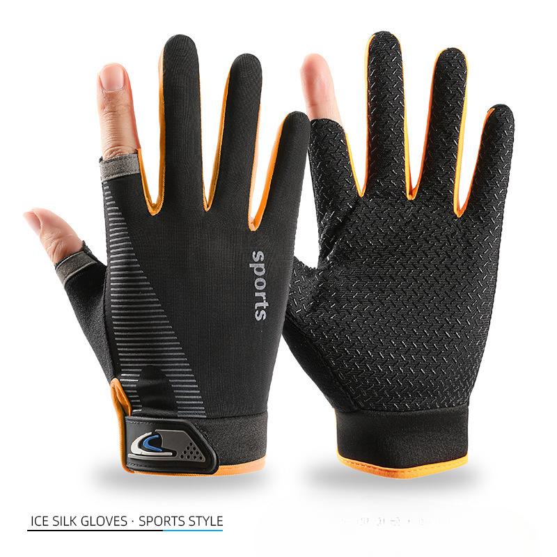 

Fishing Gloves for Men and Women Summer Ice Silk Non Slip Riding Thin Driving Sun Protection Elastic Leakage Two Finger Breathable Gloves one size