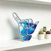 Hang Loose Hand Sign Wooden Sculpture Coastal Beach Surf Hand Gesture Figurine for Home Office Hotel Living Room Kitchen Bedroom Decor