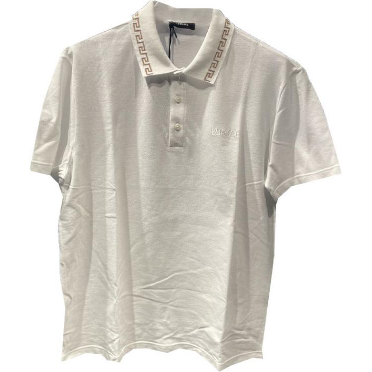 Versace SS24 Letter Embroidery Straight Cut Casual Short Sleeve Polo Shirt Men Polo Shirts White 1011851-A231377-2W110