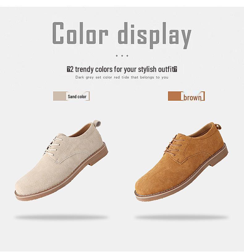 Plus Size Men's Hand-stitched Leather Martin Boots: British Style, Low-top Lace-up Casual Work Shoes for Autumn.