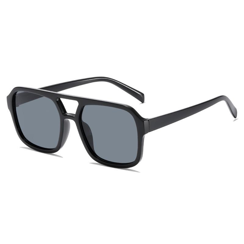 Candy-Colored Double-Beam Retro Square Sunglasses – Trendy UV Protection Specs