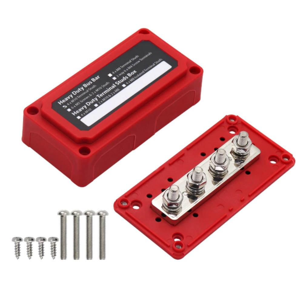 Heavy-Duty Modular Design DC 48v Distribution Block 4 Terminal Studs Power Distribution Block  RV