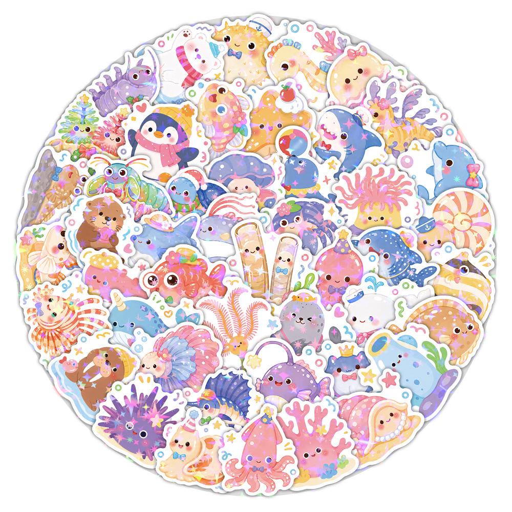 10/30/50pcs Cute Colorful Marine Life Stickers Aesthetic Ocean Animal Sticker DIY Stationery Phone Luggage Funny Graffiti Decals