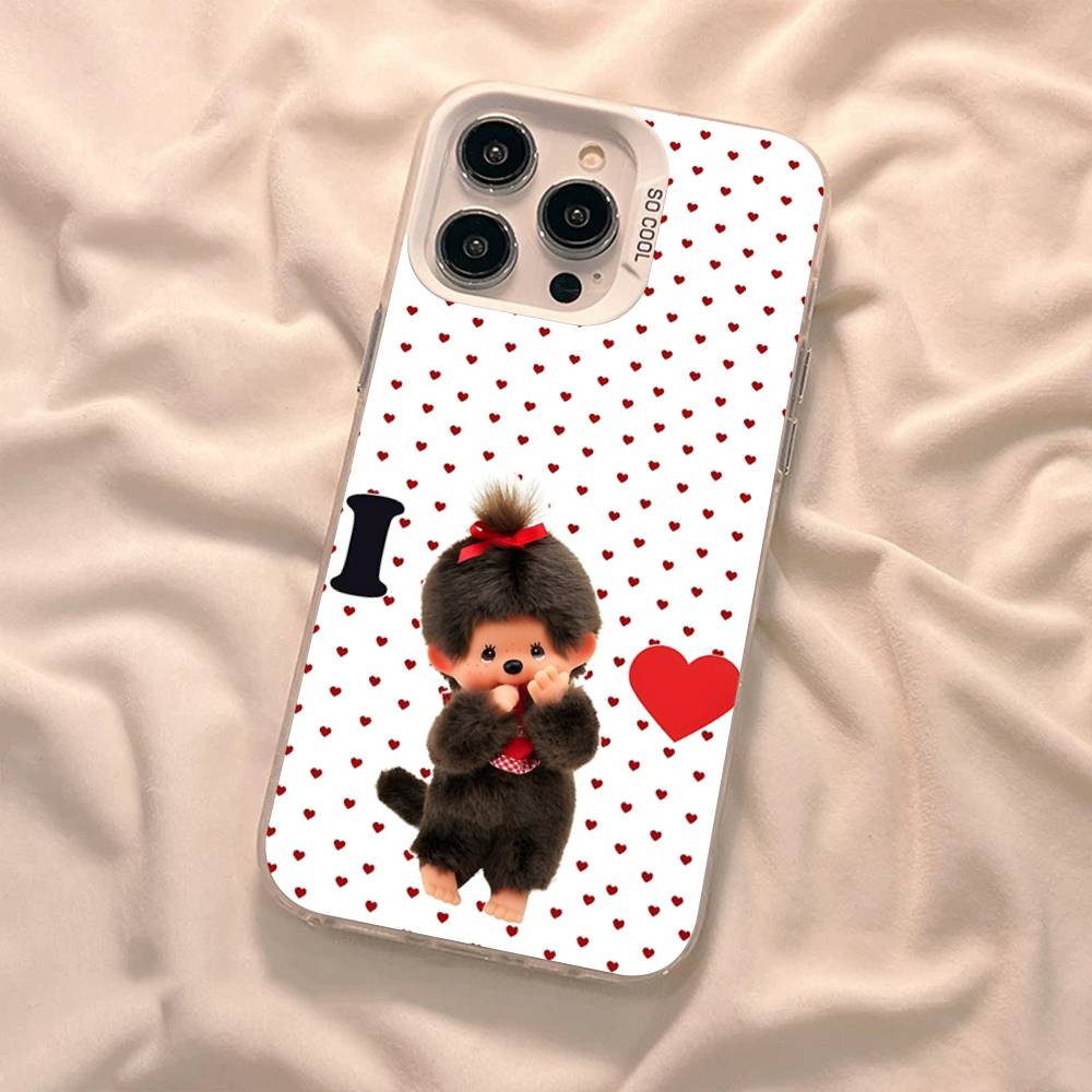 Cute M-monchhichis-s Phone Case For IPhone 17 16 15 14 11 12 13 Pro Max Plus Pro Colored Silver Cover