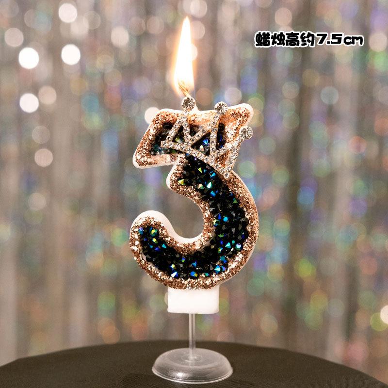 1Pc Princess Year Old Digital Birthday Candle Crown Cake Ornament Birthday Cakes Party Decoration Ornament Children's Gift