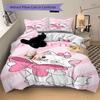 Custom Textile Pink Bow Cat Bedding 3 Piece Set HD Print Duvet Cover Pillowcases for Teens Adult Bedroom Decoration