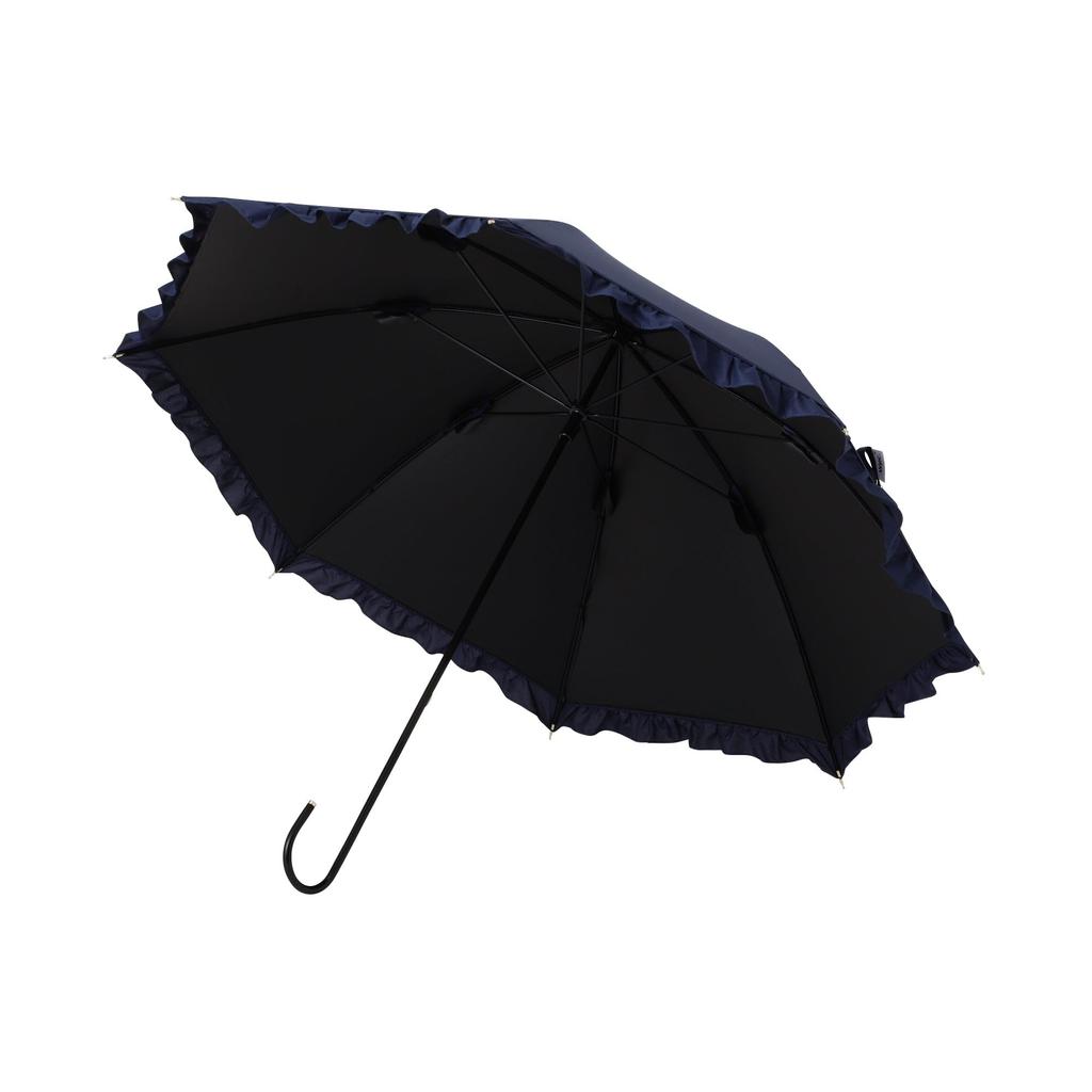 Francfranc Classic Frill Folding for Sun and with UV Manual Opening Umbrella, 50cm, Navy, Rain, Case, Protection,