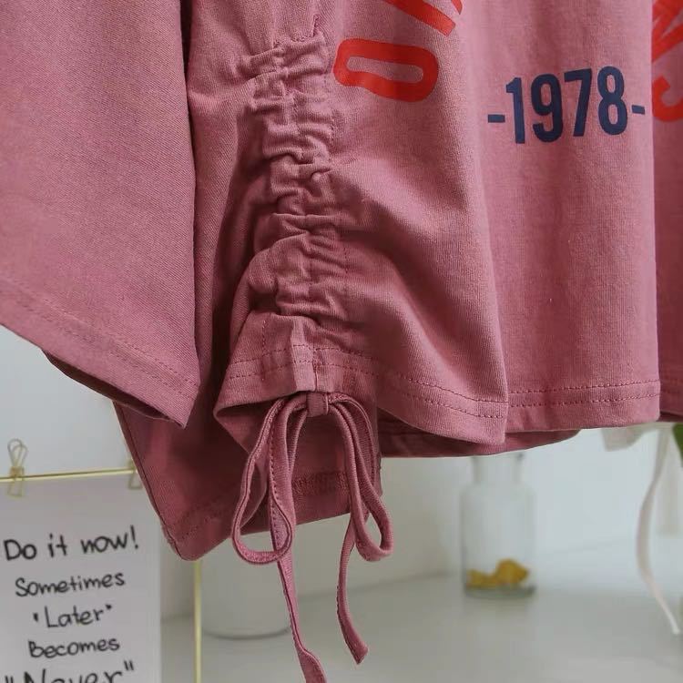 Drawstring Ruched Short Sleeve Tank Tops Tee Women Printing Casual Fashion Crop Top Ladies High Street Tank top Summer Cloth