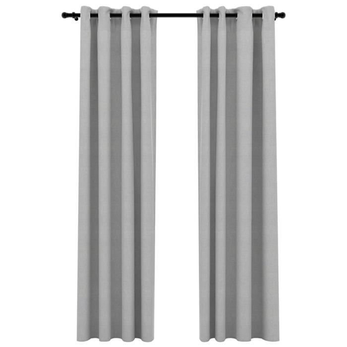 VidaXL Rideaux occultants Aspect lin avec œillets 2 pcs Gris 140x245cm
