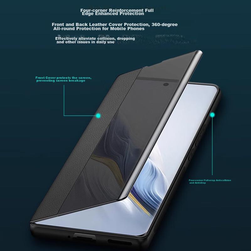 Phone Case for Honor Magic6 Pro, Luxury Genuine Leather Full Protection Ultra-Thin Case, Shockproof Heat Dissipation Simple, New Business Style Cover