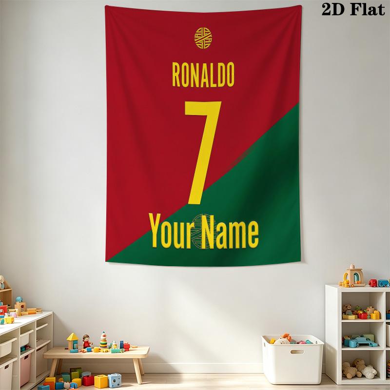 CR7 Custom Name Wall Tapestry Aesthetic Wall Hanging Printed Fabric Blanket Decorative Tapestries for Bedroom Living Room Home Decor