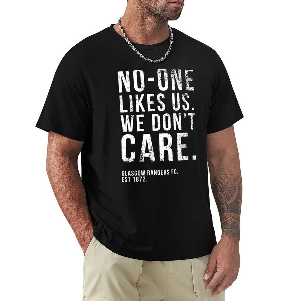 Glasgow Rangers - Niemand mag uns, das ist uns egal - T-Shirt im verwaschenen/abgenutzten Look für Jungen, Weiß, neue Ausgabe, lustige Herren-T-Shirts