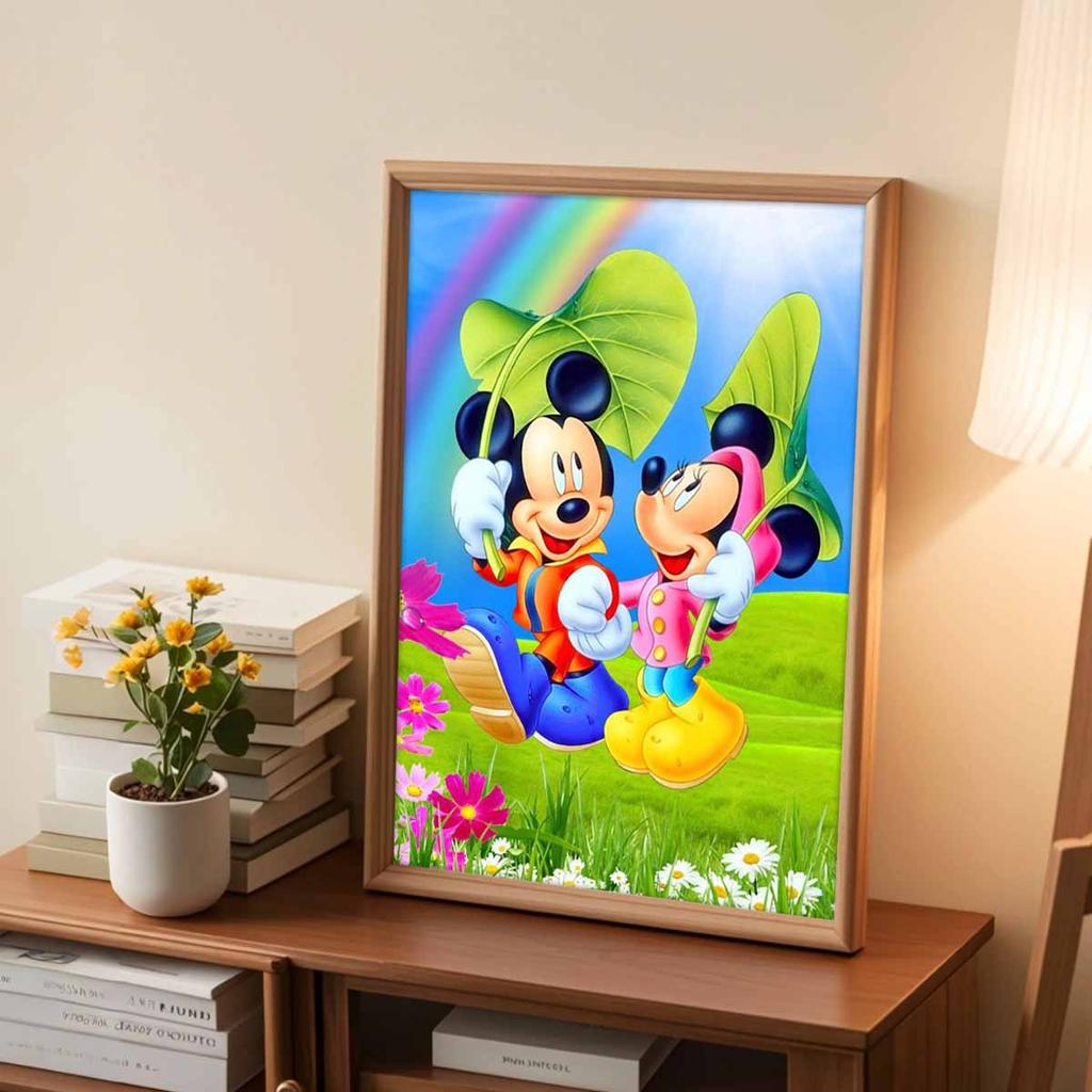 Full Round Diamond Painting Mickey Mouse Under The Lotus Leaf Art Rhinestone Picture Mosaic DIY 5D Cross Stitch Embroidery Home Decoration