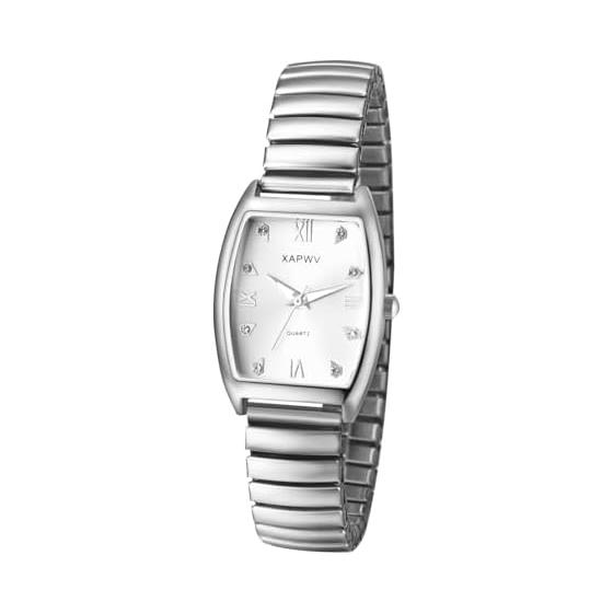 Square watch for women, silver, simple, stylish: Roman diamond analog display, day of the week, calendar, free size, antique pair watch, pair watch,
