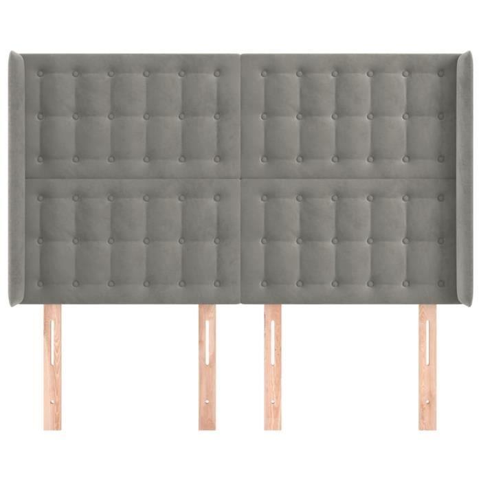VidaXL Tête de lit avec oreilles Gris clair 147x16x118-128 cm Velours3120062