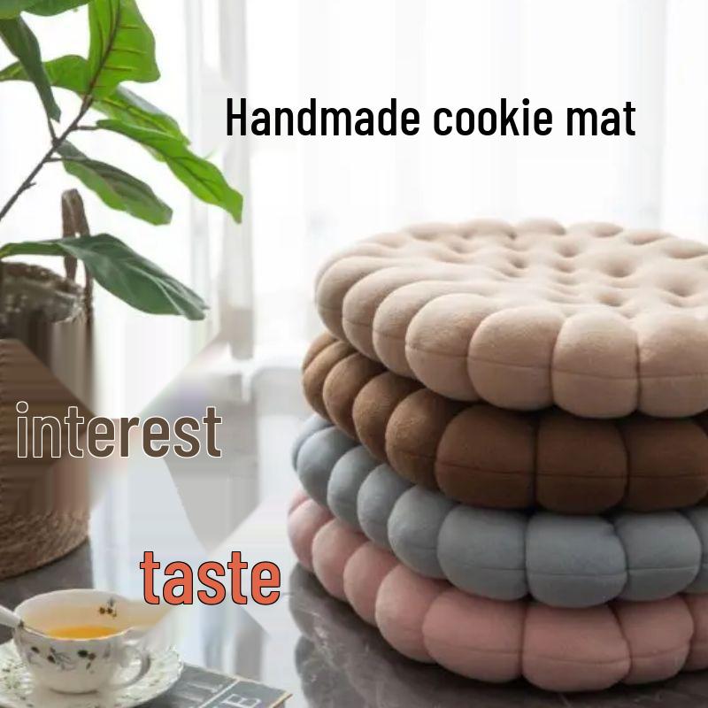 Japanese Handmade Irregular Cookie-Shaped Cushion - Creative Thickened Seat for Students and Home