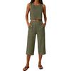 Sleeveless Crop Top and Wide Leg Pants Two Piece Set for Women Loose Fit High Waist with Pockets Casual Outfit