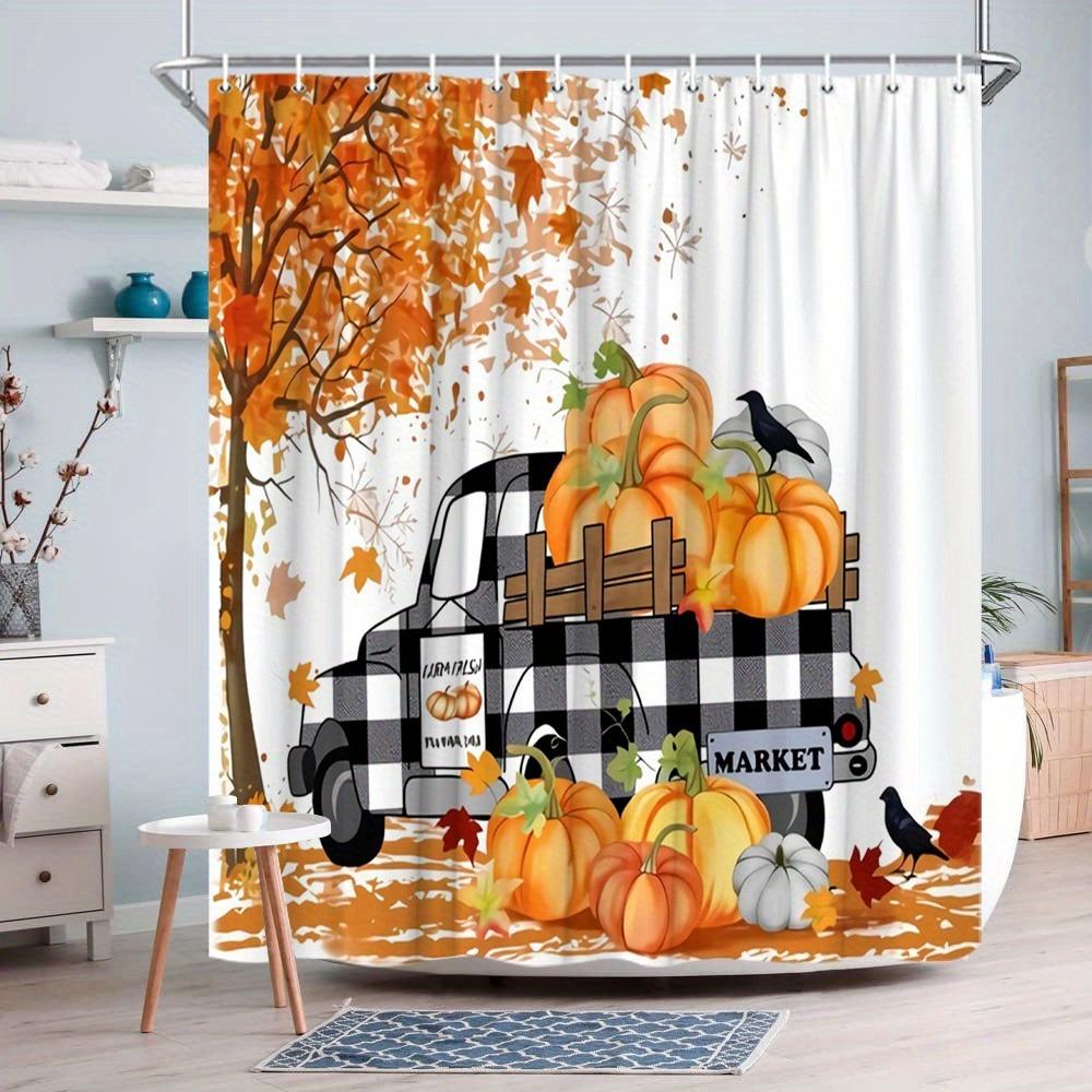 

1Pc Halloween Pumpkin Pattern Shower Curtain, Polyester Fabric, Machine Washable, Suitable For Bathroom Decoration W60H190(CM)-1 Pcs