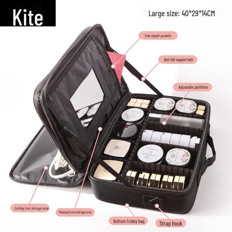 "Large Portable Pink Cosmetic Bag for Women - High-Capacity Makeup, Tattoo, and Nail Tool Storage"