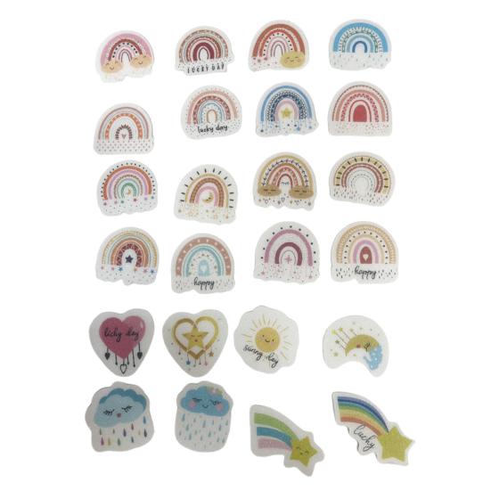 

24 шт., наклейки для снижения стресса, полосатая текстура, радужная форма, клейкие успокаивающие сенсорные наклейки для снятия стресса разноцветный