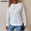 Women's Fashion Casual Spring Autumn Solid Color Print Long Sleeve O-Neck Blouses & Shirts