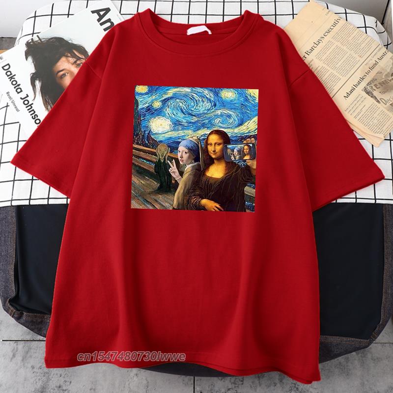 Vincent Mona Lisa Selfie Print Unisexs Tshirts Funny Fit Tshirts Simplicity High Quality T Shirts Cool Oversize Unisex Clothing