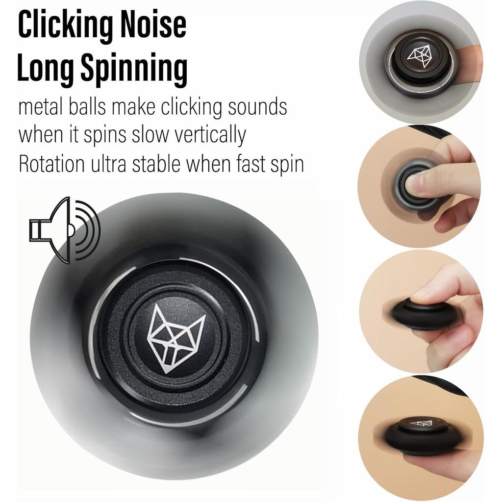 Fox Tri 1.8'' Fidget Spinner with Steel Beads, Luminous Metal Spinners Toy, Premium Bearing 2~4Min, Autism Sensory ADHD Anxiety Focus Meditation